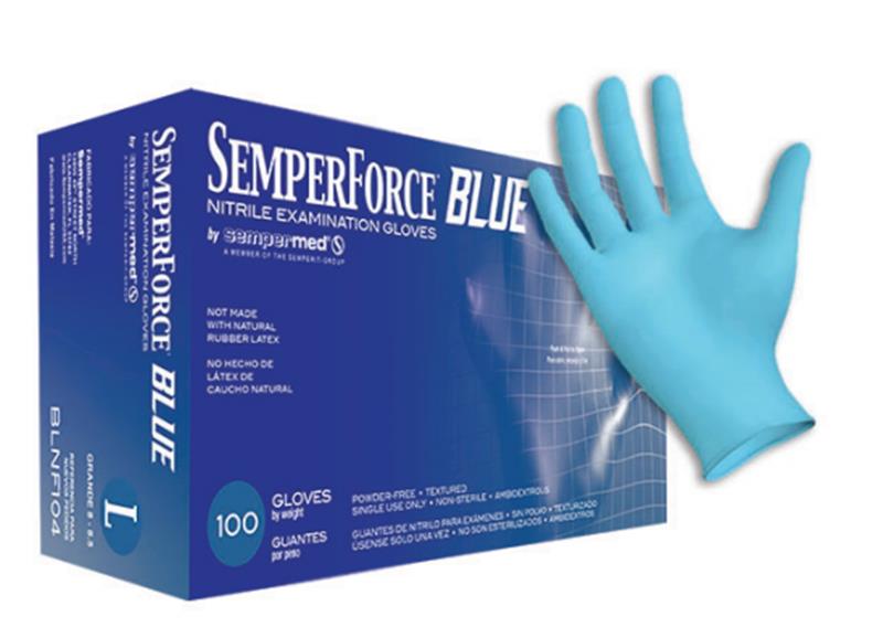 SEMPERFORCE BLUE 4 MIL EXAM GRADE NITRLE - Tagged Gloves